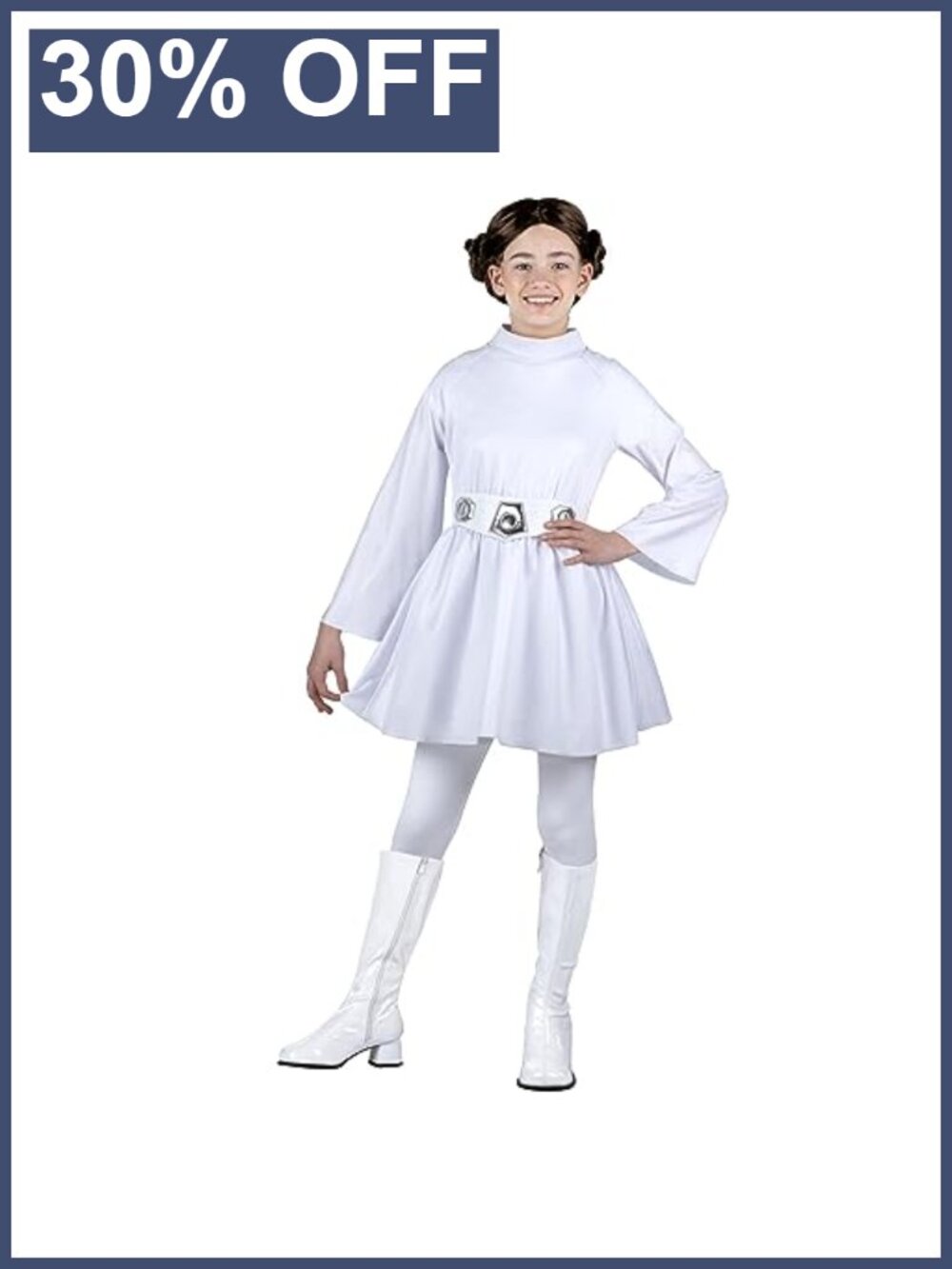 Star Wars Princess Leia Youth Costume Hooded Dress Belt Wig